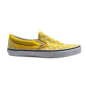 Vans Mens Classic Slip On Cyber Yellow White Checkerboard Shoes Size 12 New